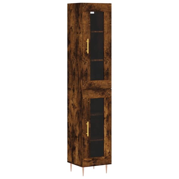 vidaXL Buffet haut Chêne fumé 34 5x34x180 cm Bois d'ingénierie