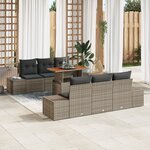 vidaXL Ensemble de canapé de jardin de 7 pièces avec coussins gris en poly rotin