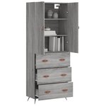 vidaXL Buffet haut Sonoma gris 69 5x34x180 cm Bois d'ingénierie
