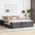 VidaXL Cadre de lit ottoman avec matelas gris 160x200 cm similicuir