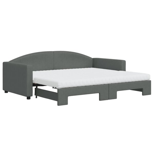 vidaXL Lit de jour avec gigogne et matelas gris foncé 90x190 cm tissu