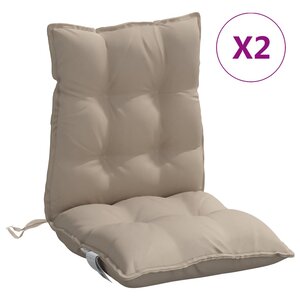 vidaXL Coussins de chaise à dossier bas lot de 2 taupe tissu oxford