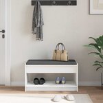 vidaXL Banc d'entrée Blanc 83 x 38 x 45 cm Bois Ingénierie et Tissu