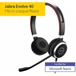 Jabra evolve 40 uc mono casque audio - casque unified communications pour voip softphone avec annulation passive du bruit - jack