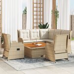 vidaXL Salon de jardin avec coussins 6 Pièces beige résine tressée