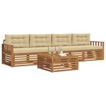 vidaXL Ensemble de canapés d'extérieur 5 Pièces Naturel et Beige