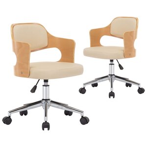 vidaXL Chaises pivotantes à manger lot de 2 bois courbé et similicuir