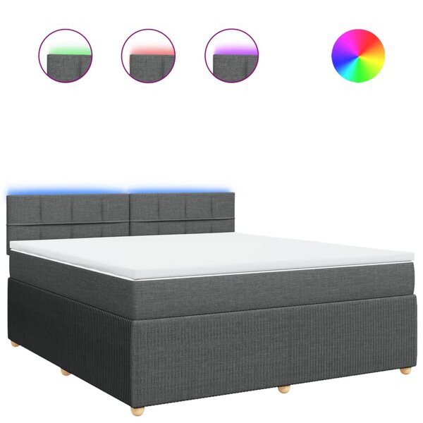 vidaXL Sommier à lattes de lit avec matelas Gris foncé 180x200cm Tissu