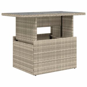 vidaXL Table de jardin dessus en verre gris clair 100x55x73 cm rotin