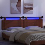 vidaXL Tête de lit suspendue Avec lumière LED Brun Brillant PU antique