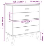 vidaXL Armoire à tiroirs OLDEN blanc et marron bois de pin solide