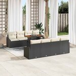 vidaXL Ensemble de canapé de jardin 9 Pièces Noir Poly rotin