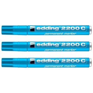 Marqueur Permanent 2200C Corps Alu Pointe Biseau Bleu clair 1-5 mm x 3 EDDING
