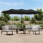 vidaXL Parasol à double tête noir 449x245 cm