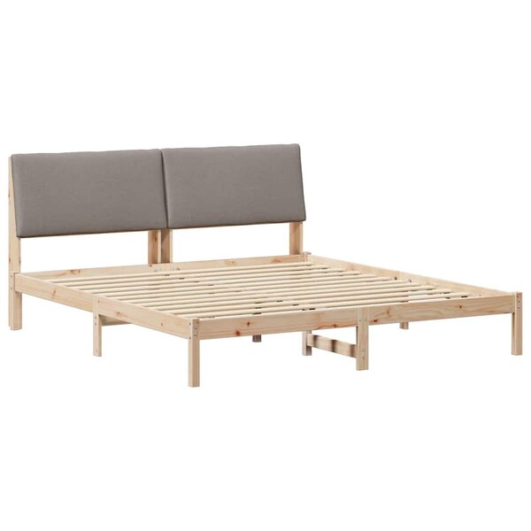 vidaXL Cadre de lit Marron et taupe 200 x 200 cm Bois massif en pin