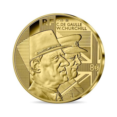 Monnaie 50€ Or 1/4Oz De Gaulle et Churchill - Amitié franco-britannique - BE 2021