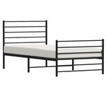 vidaXL Cadre de lit métal sans matelas avec pied de lit noir 100x190cm