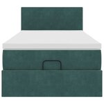 vidaXL Lit ottoman avec matelas et LED Vert foncé 90x200cm velours