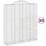 vidaXL Paniers à gabions arqués 9 Pièces 200x50x220/240 cm Fer galvanisé