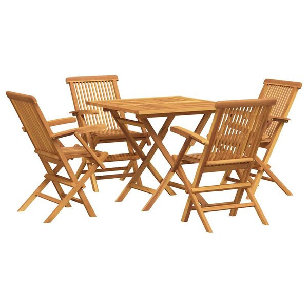 vidaXL Salon de jardin 5 Pièces Bois de teck massif