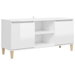 vidaXL Meuble TV avec pieds en bois Blanc brillant 103 5x35x50 cm