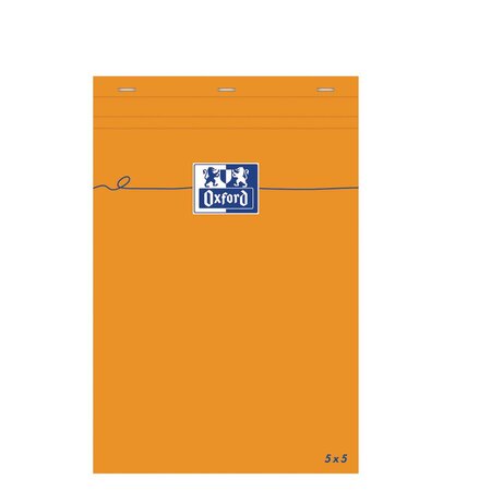 Bloc de bureau agrafé 80 feuilles 8,5 x 12 cm, 80 g petits carreaux 5X5 , couverture orange (bloc 80 feuilles)