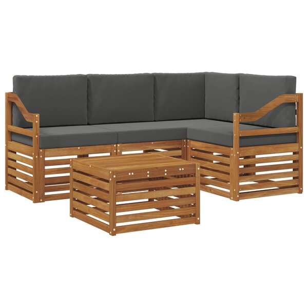 vidaXL Ensemble de canapés d'extérieur 5 pc Naturel et Anthracite