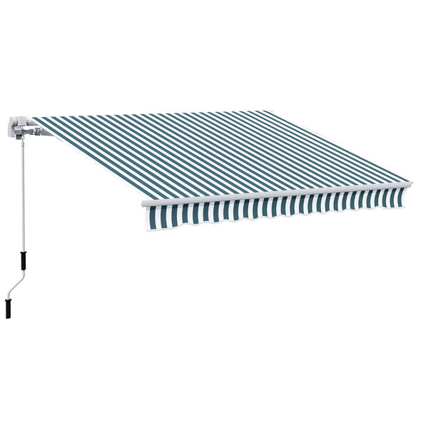 Auvent manuel de jardin terrasse store aluminium retractable 4L x 3l m vert et blanc