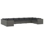 vidaXL Salon de jardin 10 Pièces avec coussins Résine tressée Gris