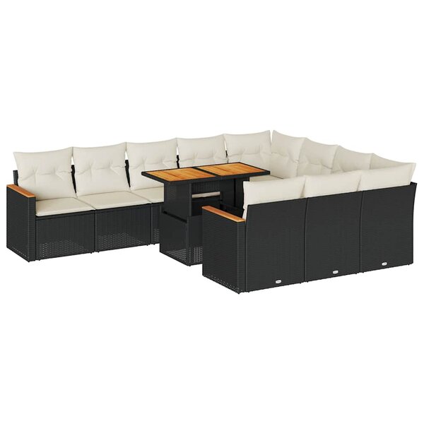 vidaXL Ensemble de canapés de jardin 11 Pièces et coussins rotin acacia