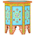 vidaXL Table d'appoint peinte à la main multicolore 38x33x42 cm