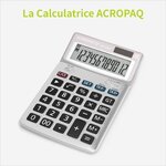 Calculatrice de bureau- ACROPAQ- Écran LCD 12 chiffres- Gris métal- Dual Power- 180g- Pile LR44 incluse