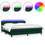 vidaXL Sommier à lattes de lit et matelas et LED vert foncé 180x210cm velours