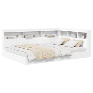 vidaXL Lit Bibliothèque Blanc 135 x 190 cm Bois d'ingénierie