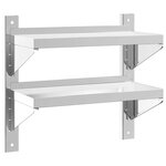 vidaXL Étagère murale 2 niveaux 50x23 5x48 cm argenté acier inoxydable