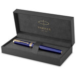 Stylo roller PARKER INGENUITY  Bleu  Finition dorée  recharge encre noire pointe fine  coffret cadeau