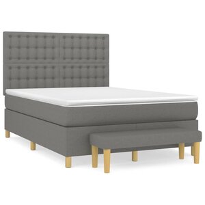 vidaXL Sommier à lattes de lit avec matelas Gris foncé 140x190cm Tissu
