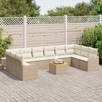 vidaXL Ensemble de canapé de jardin 11 Pièces Beige et blanc