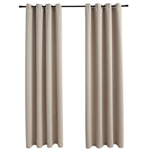 vidaXL Rideaux occultants avec anneaux en métal 2 Pièces Beige 140x225 cm