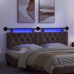 vidaXL Tête de lit suspendue Avec lumière LED Marron foncé Tissu
