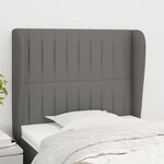 vidaXL Tête de lit avec oreilles Gris foncé 93x23x118/128 cm Tissu