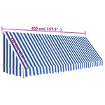 vidaXL Auvent de bistro 400x120 cm Bleu et blanc