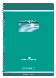 Cahier reliure intégrale 17 x 22 cm 5x5 70g 100 pages x 10 CONQUÉRANT SEPT