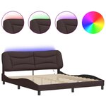 vidaXL Cadre de lit avec LED sans matelas marron foncé 180x200cm tissu