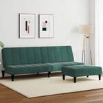 vidaXL Canapé-lit à 2 places avec repose-pied vert foncé velours