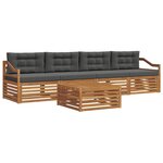 vidaXL Ensemble de canapés d'extérieur 5 Pièces Naturel et Anthracite