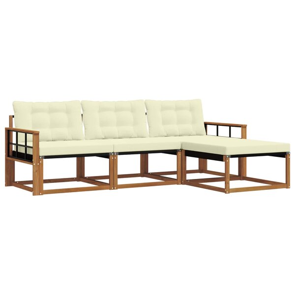 vidaXL Ensemble de canapés d'extérieur 4 pc Naturel et Crème