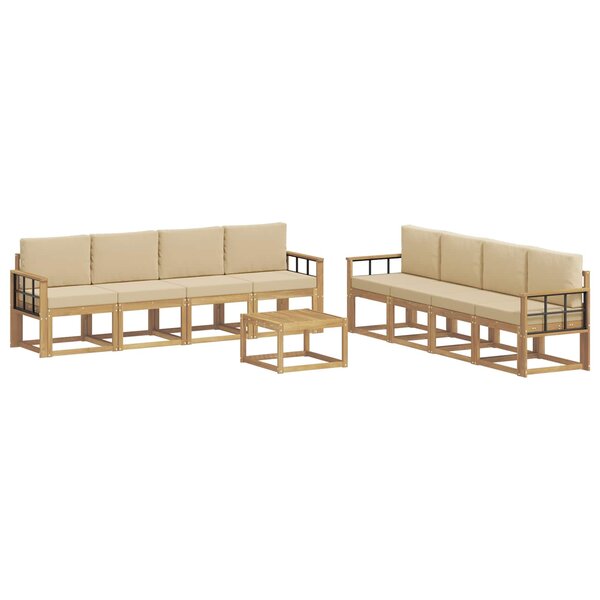 vidaXL Ensemble de canapés d'extérieur 9 pc Blanc et Beige