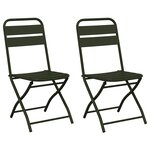 vidaXL Chaise de jardin pliante 2 Pièces Vert 55 x 56 5 x 91cm Acier