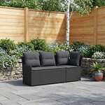 vidaXL Sofa de jardin avec accoudoirs et sofa d'angle 2 Pièce Noir